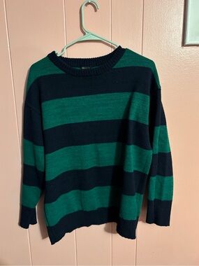 wild fable Green and Navy Striped Crewneck Sweater